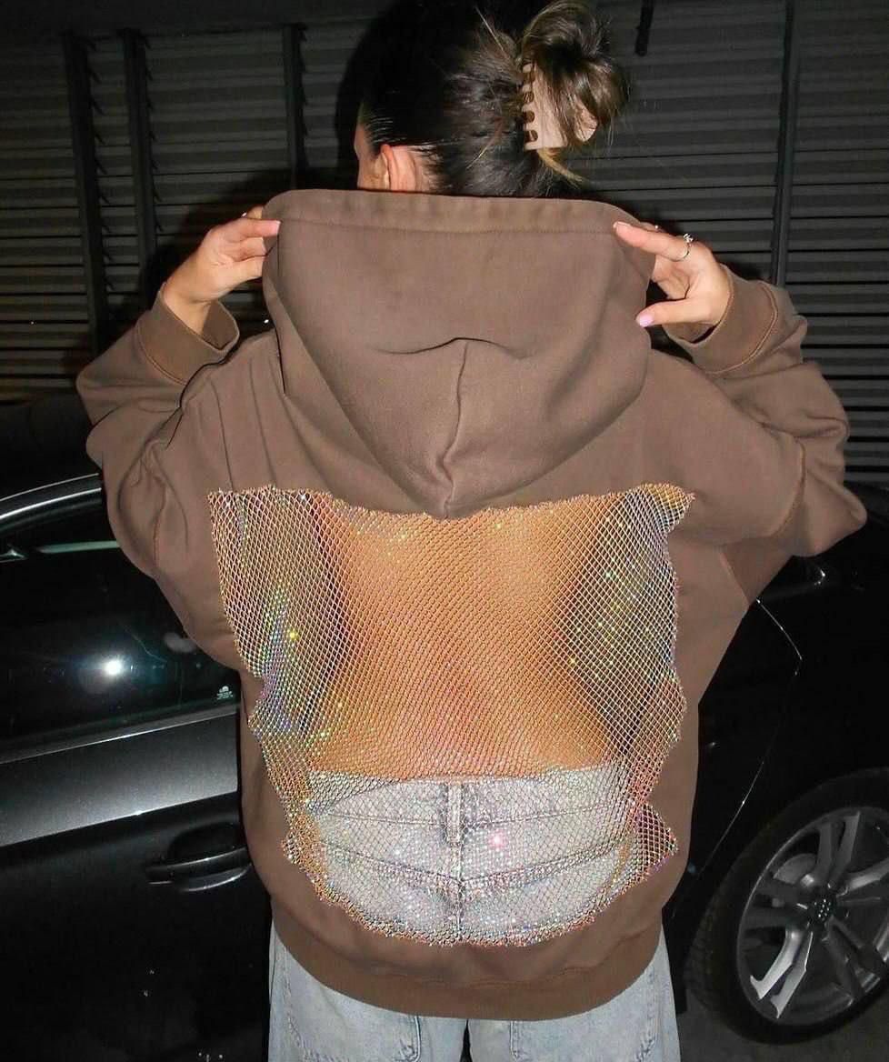 Backless sparkling hoodie