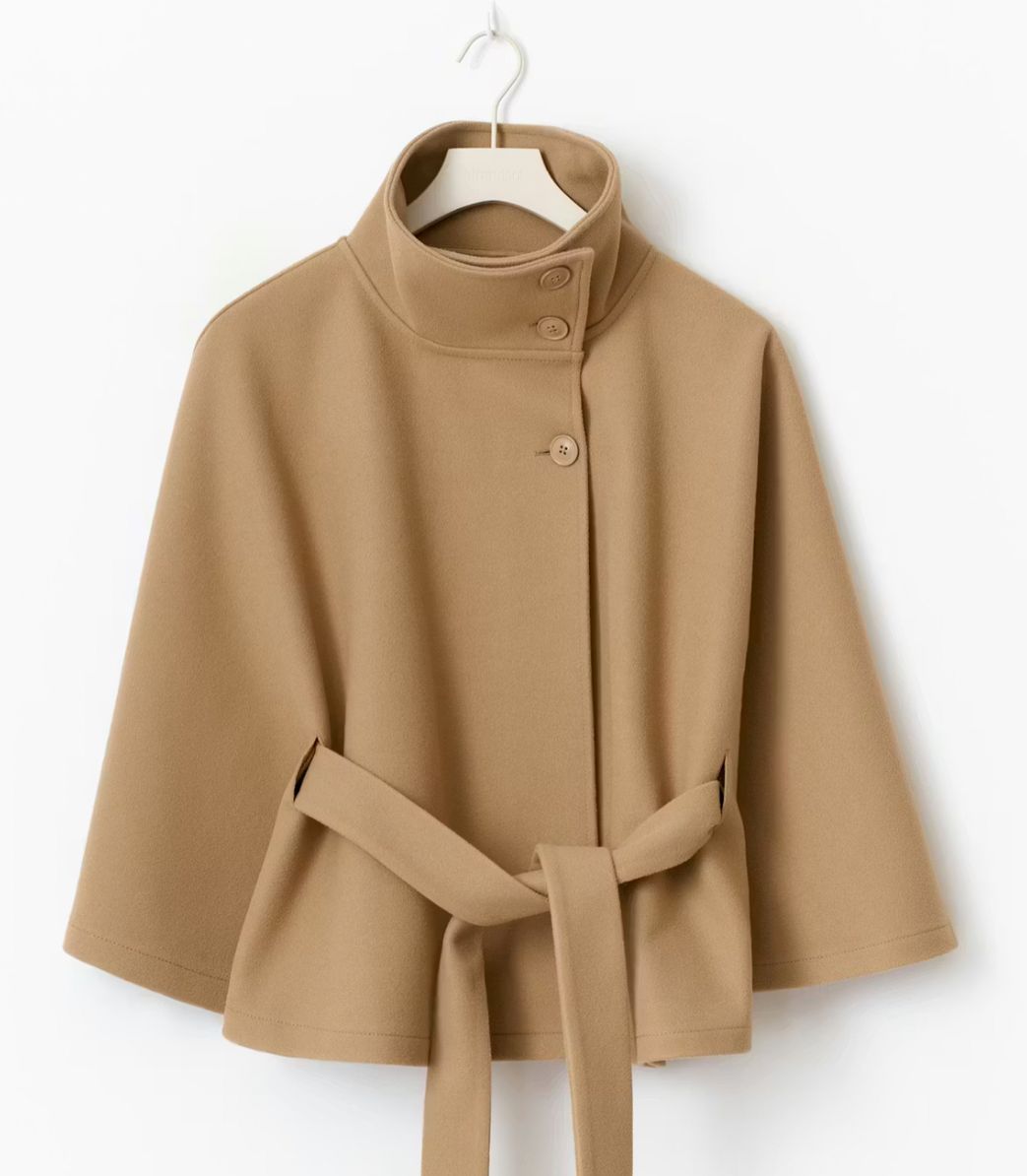 Belt cape poncho jacket