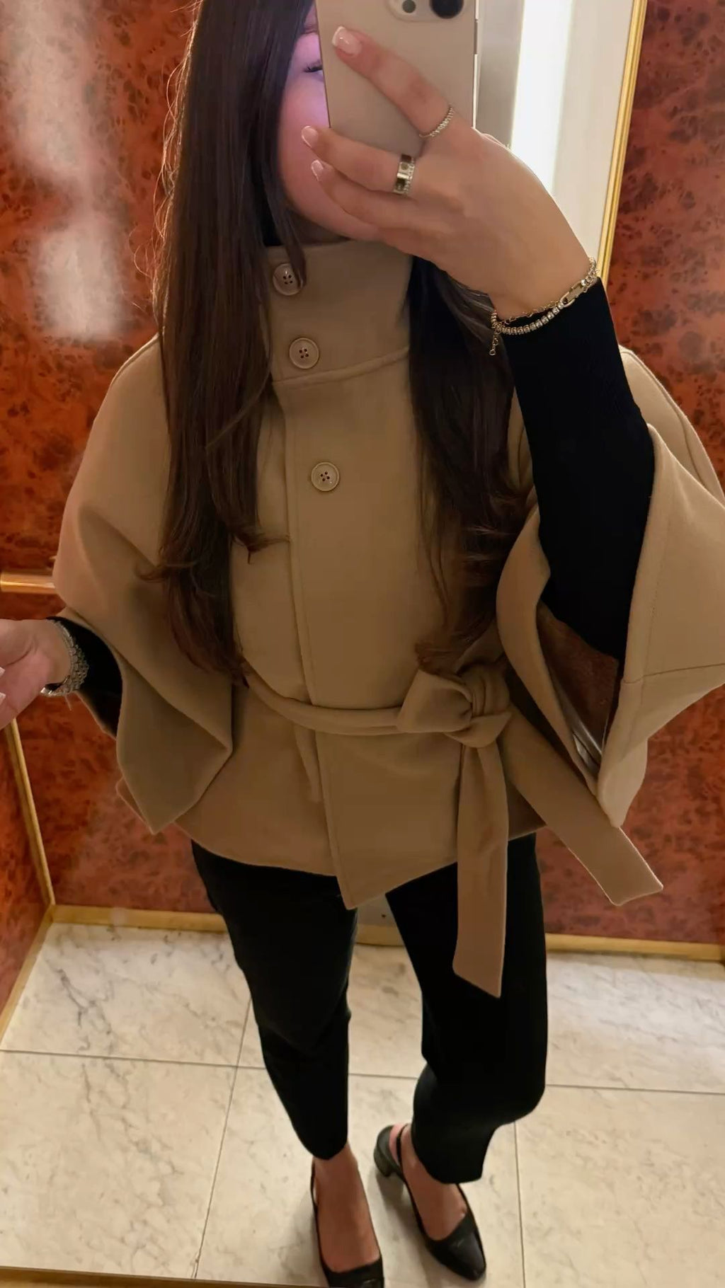 Belt cape poncho jacket