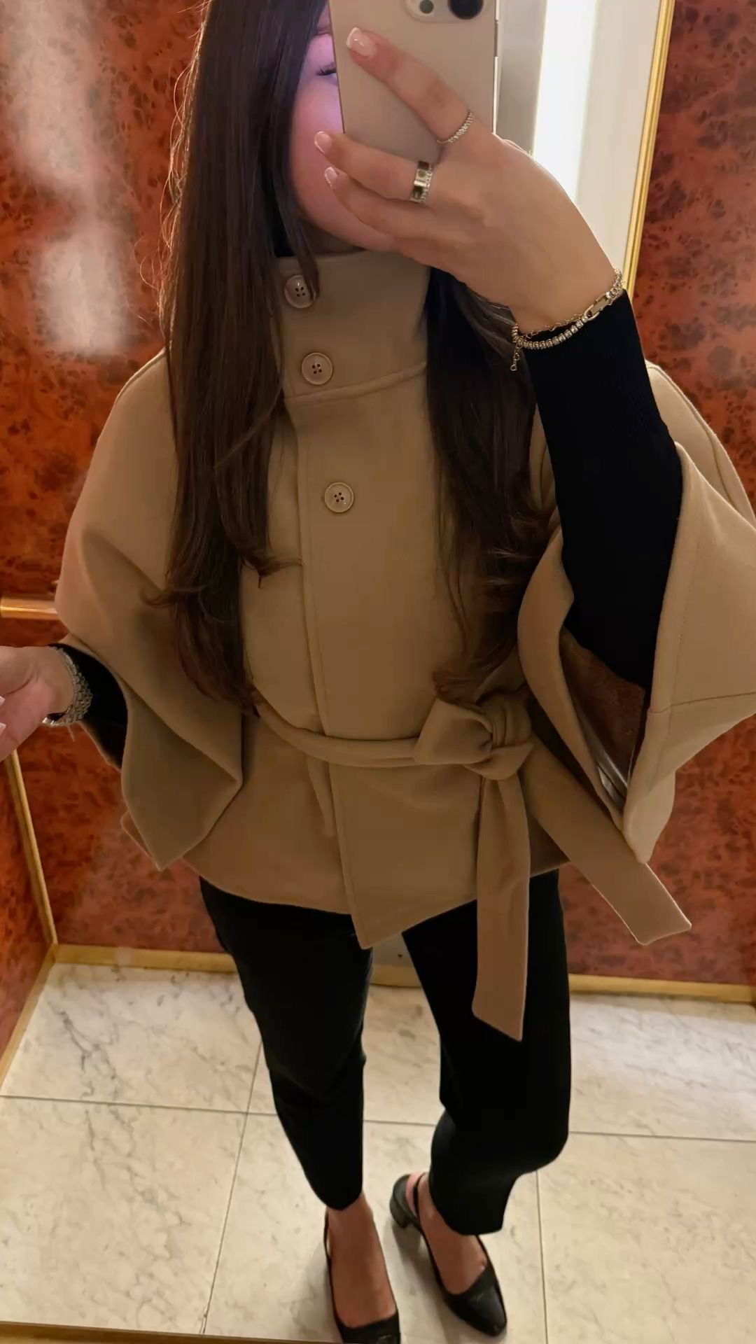 Belt cape poncho jacket