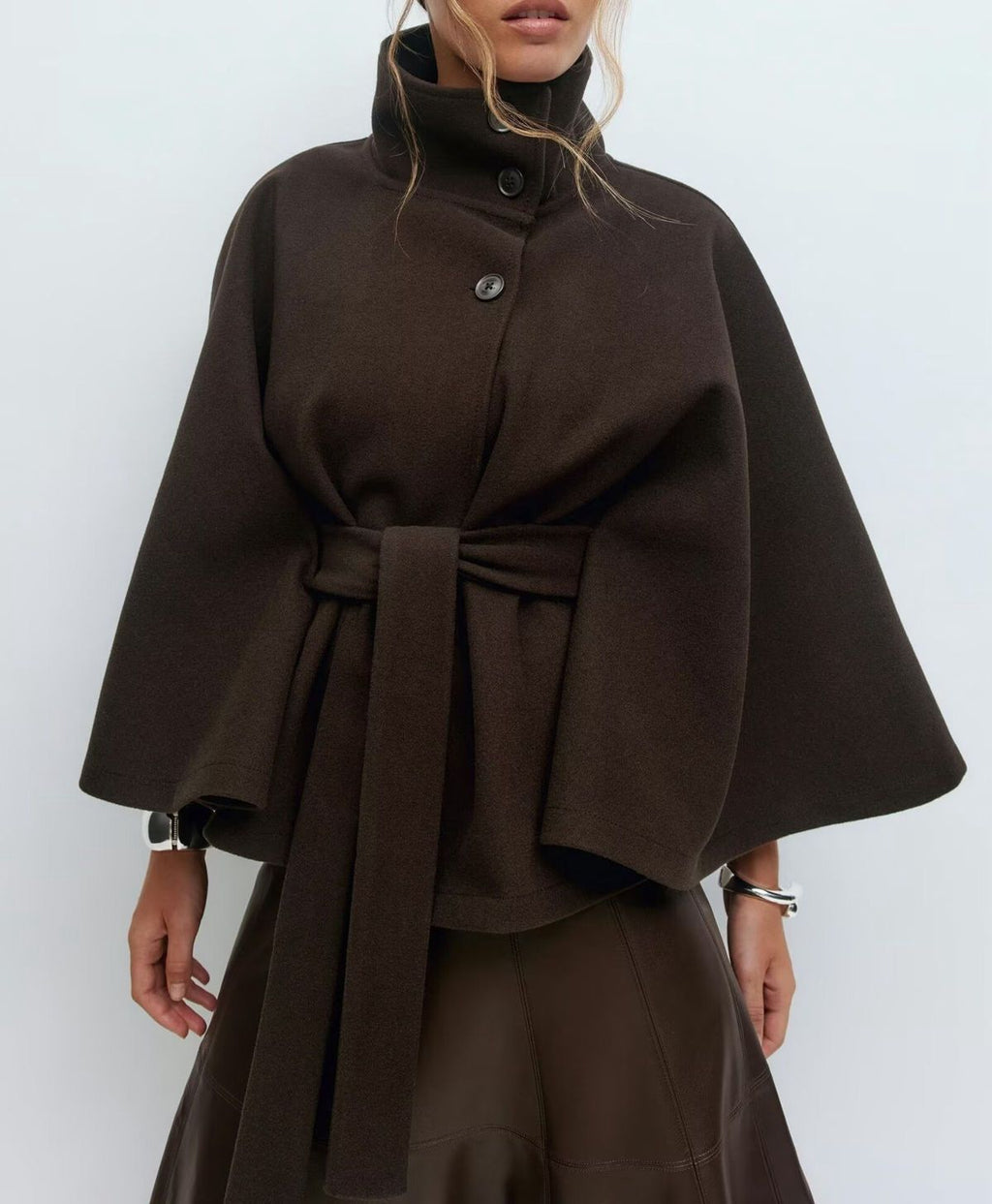 Belt cape poncho jacket