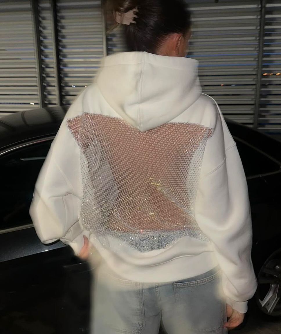 Backless sparkling hoodie