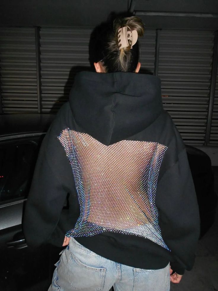 Backless sparkling hoodie