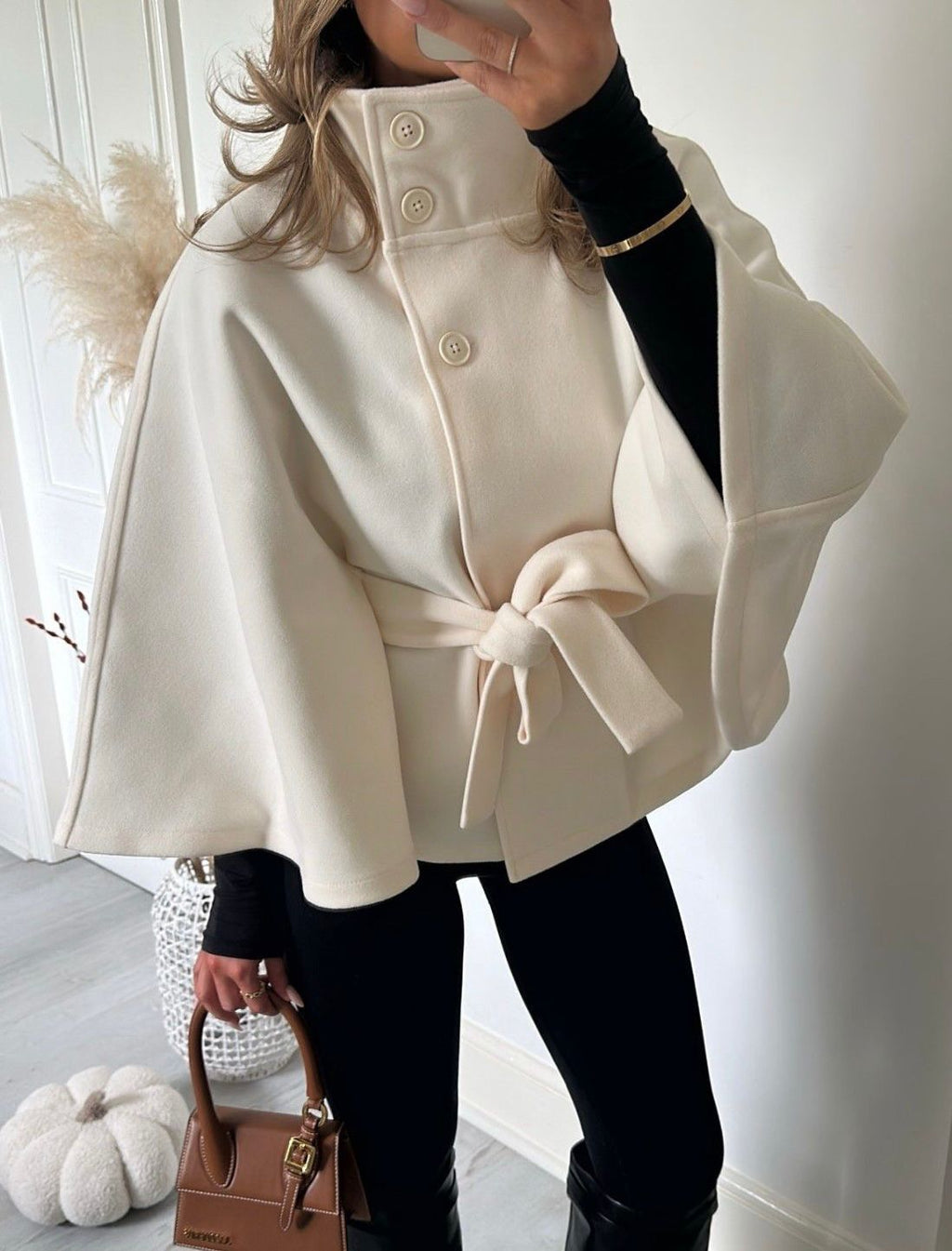 Belt cape poncho jacket